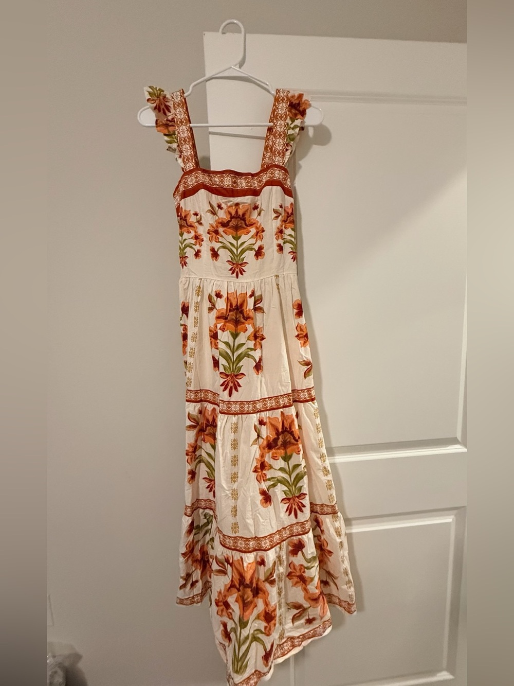 Flying Tomato Cream Maxi Dress with Rust Floral Print - Picture 2 of 16